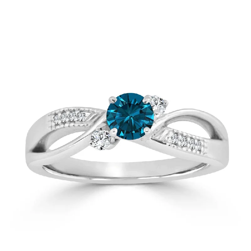 14k Gold 1/2ct TDW Bypass Blue Diamond Engagement Ring by Auriya