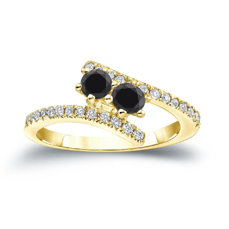 Engagement rings with raw garnet for rugged charm -14k Gold Round 3/4ct TDW Black Diamond Engagement Ring by Auriya (SI2-SI3)