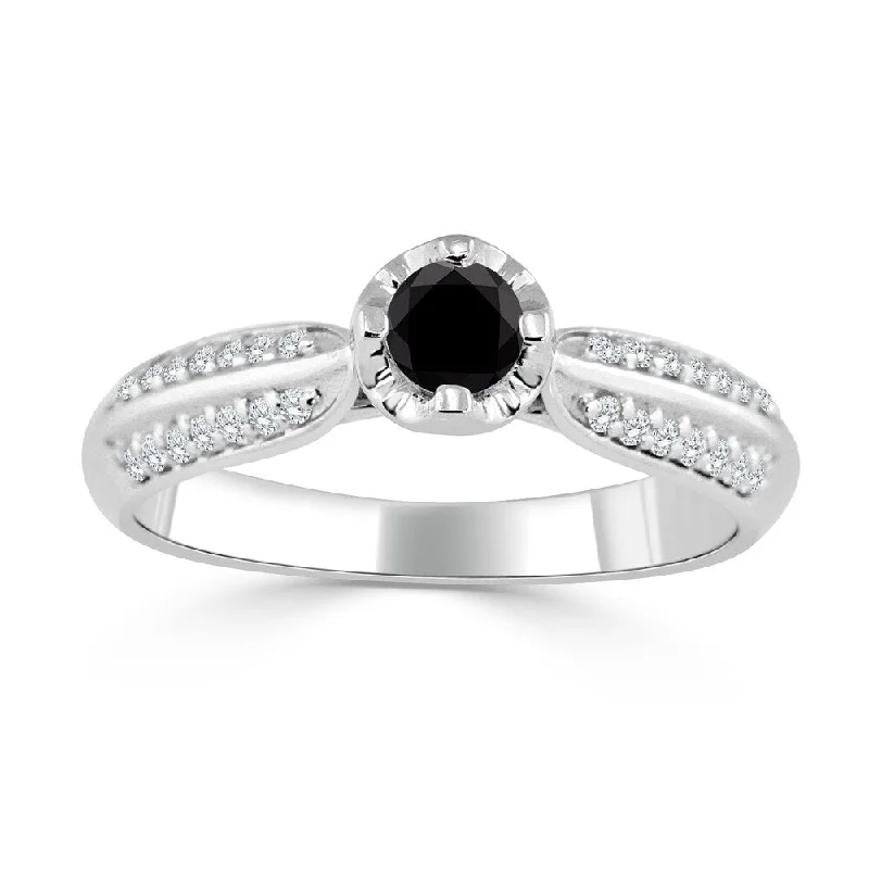 Engagement rings with heart-shaped garnet for love -Auriya 14k Gold 1/3ct TDW Black and White Diamond Engagement Ring (Black)