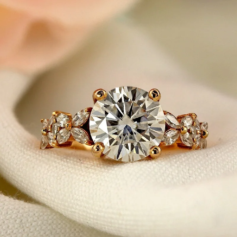 Engagement rings with hexagonal-cut sapphire gems -Auriya 14k Gold 1 carat TW Vintage Floral Diamond Engagement Ring