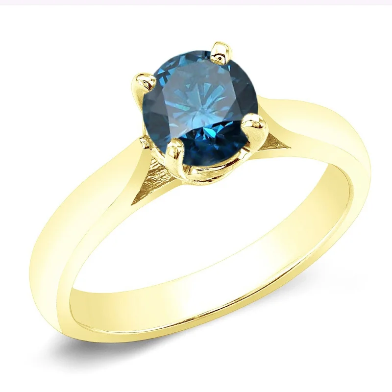 Engagement rings with art deco emerald settings -Auriya 14k Gold 3/4ctw Solitaire Blue Diamond Engagement Ring (I1-I2)