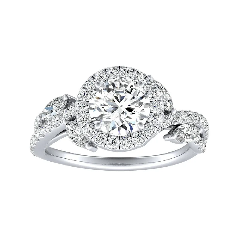 Engagement rings with east-west moonstone settings -Auriya 14k Gold Vintage Floral Petal 1 1/3ctw Halo Diamond Engagement Ring (G-H, VS1,VS2)