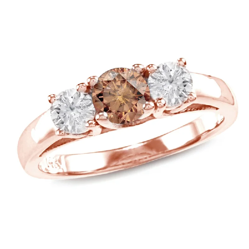 Engagement rings with star sapphire for glow -Auriya 1ctw 3 Stone Brown Diamond Engagement Ring 14k Rose Gold