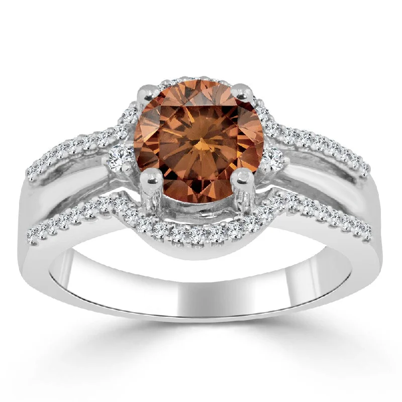 Auriya Modern 1 1/5ctw Brown Diamond Engagement Ring 14k Gold