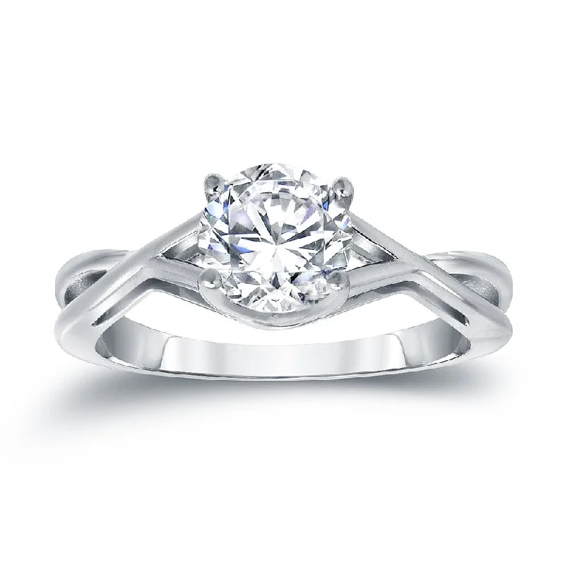 Engagement rings with sleek emerald-cut jade stones -Auriya Platinum 1 1/4ctw Solitaire Diamond Engagement Ring