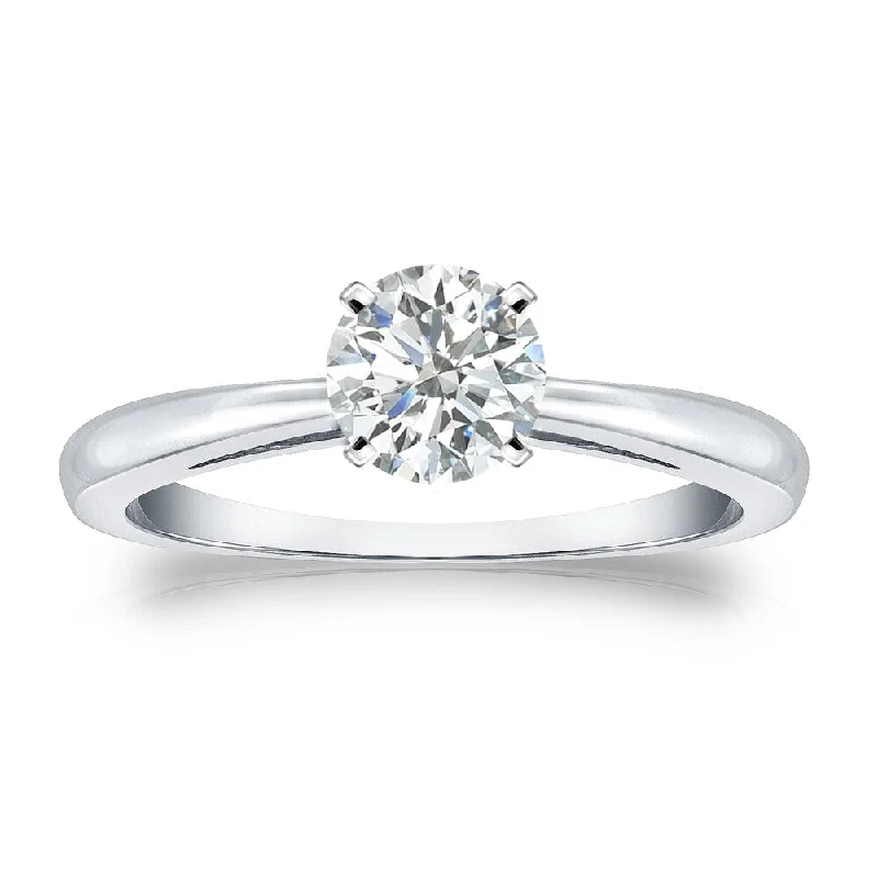 Engagement rings with sunburst aquamarine arrangements -Auriya Platinum 1/2cttw Round Solitaire Diamond Engagement Ring