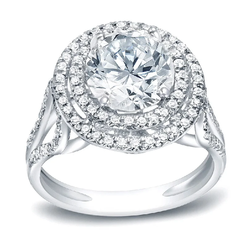 Engagement rings with cushion-cut aquamarine stones -Auriya Platinum 1 3/4ct TDW Certified Diamond Halo Engagement Ring