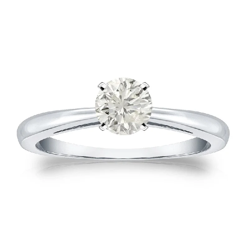 Engagement rings with asymmetrical halo of jade -Auriya Platinum 1/3ctw Round Solitaire Diamond Engagement Ring