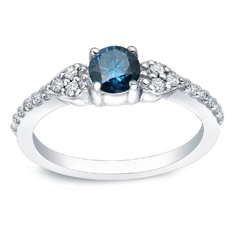 Engagement rings with split-shank topaz designs -Auriya Platinum 2/3 carat TW Blue Diamond Engagement Ring (H-I, SI2-SI3)