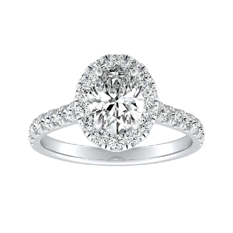 Engagement rings with vintage-inspired claw prongs -Auriya Platinum Classic Oval-cut 7/8cttw Halo Diamond Engagement Ring (I-J, I1-I2)