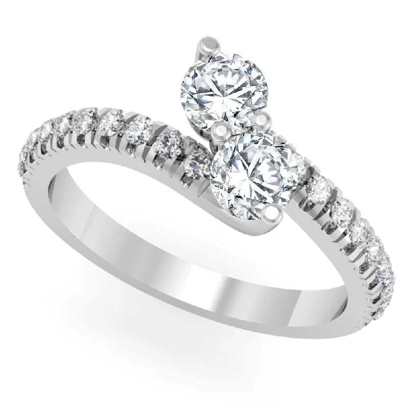 Engagement rings with vintage-inspired claw prongs -Auriya Round 2-Stone Diamond Engagement Ring 2ct TDW 14K Gold