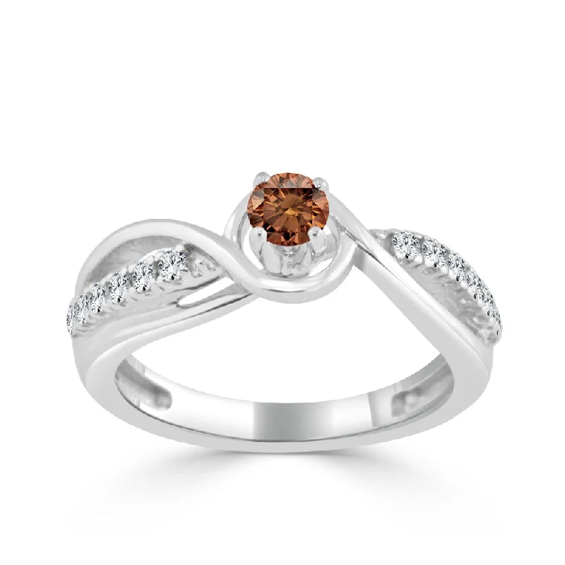 Engagement rings with classic round sapphire brilliance -Auriya Twisted 2/5ctw Brown Diamond Engagement Ring 14k Gold (H-I, I1-I2)