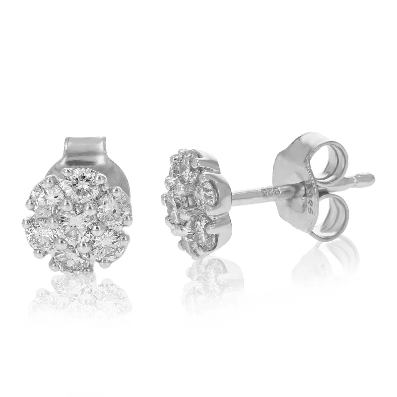 Stud Earrings for Christmas Party -1/2 cttw Round Lab Grown Diamond Stud Earrings in .925 Sterling Silver Prong Set