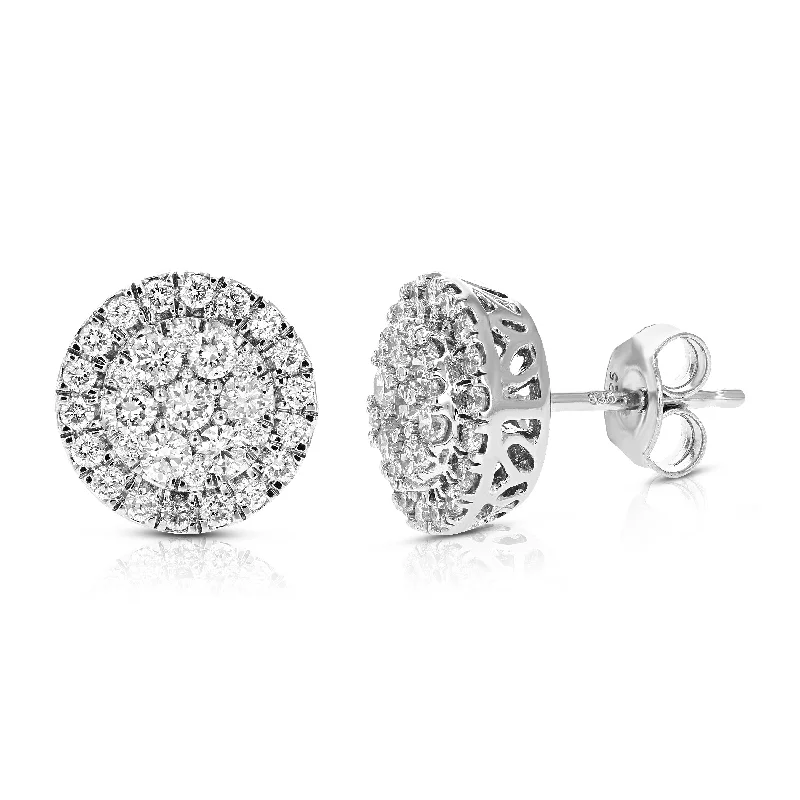 Stud Earrings for Party Look -1 cttw Round Cut Lab Grown Diamond Stud Earrings in .925 Sterling Silver Prong Set