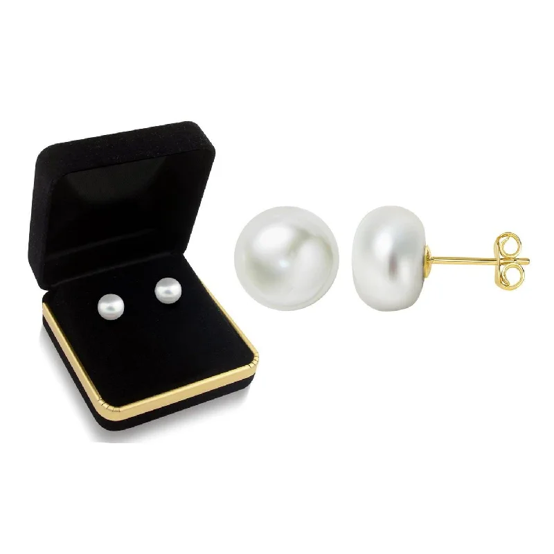 Stud Earrings with Animal Motifs -10K Gold Freshwater Pearl Stud Earrings