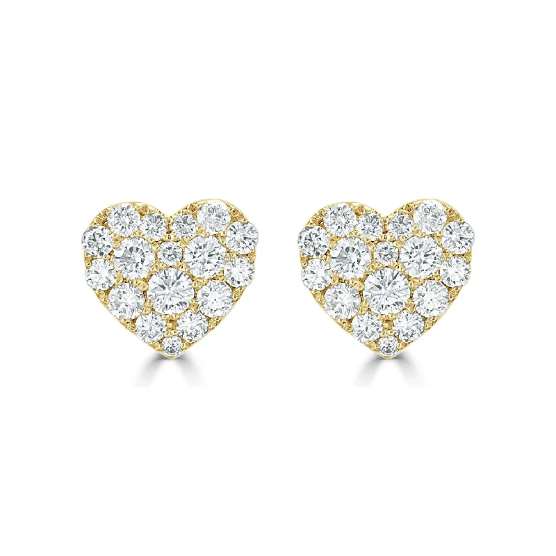 Animal Print Stud Earrings for Fun -14k Gold & Diamond Heart Stud Earrings