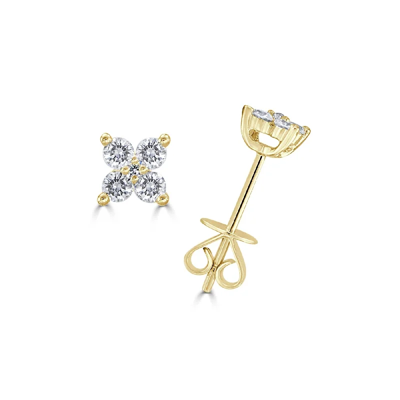 Triangular Stud Earrings for Edge -14k Gold & Diamond Stud Earrings