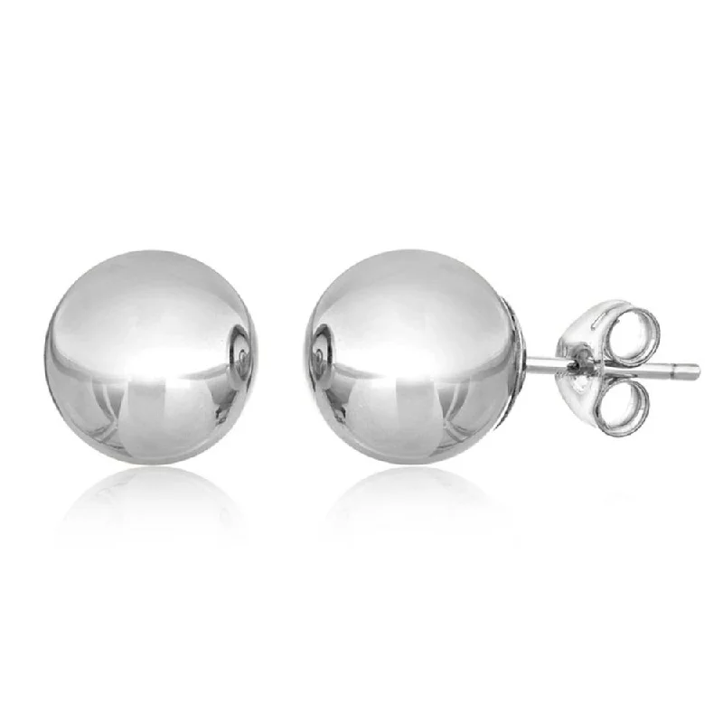 Pearl Stud Earrings for Elegance -14K Solid White Gold Ball Stud Earrings