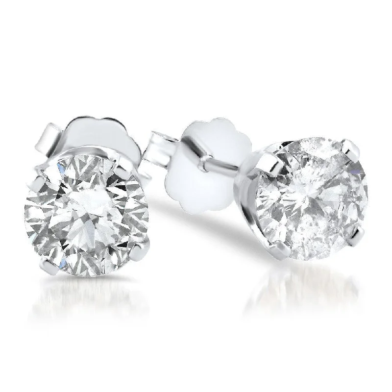 Stud Earrings for Travel Look -14k White Gold 1 1/2ct TDW Diamond Stud Earrings