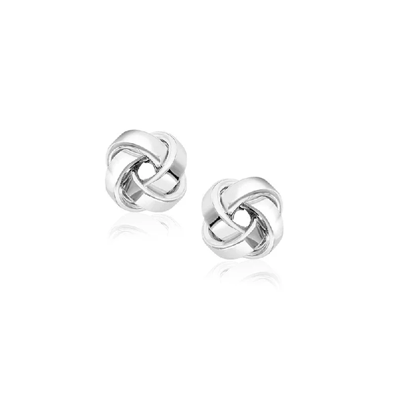 Stud Earrings with Polished Shine -14k White Gold Classic Love Knot Stud Earrings