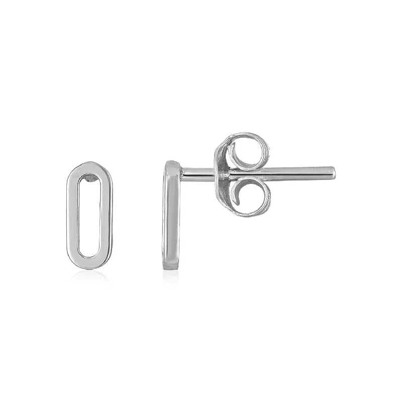 Ethnic Stud Earrings with Tribal Design -LOVCIA Luxury Classic 14k White Gold Paperclip Chain Stud Earrings