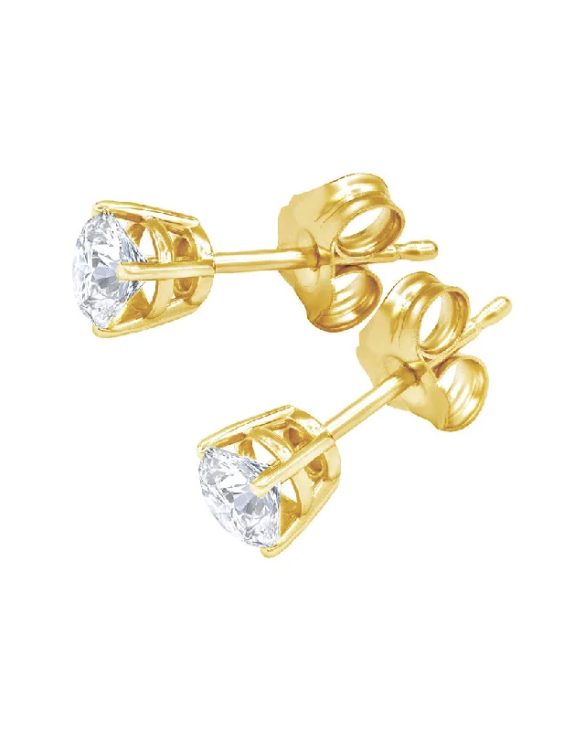 Stud Earrings with Debossed Designs -14K Yellow Gold 1.00cts. Diamond Stud Earrings