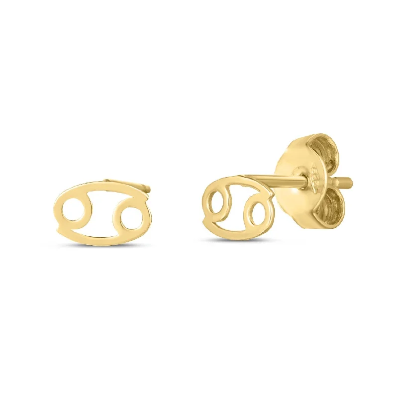 Animal Print Stud Earrings for Fun -LOVCIA Luxury 14k Yellow Gold Zodiac Cancer Stud Earrings