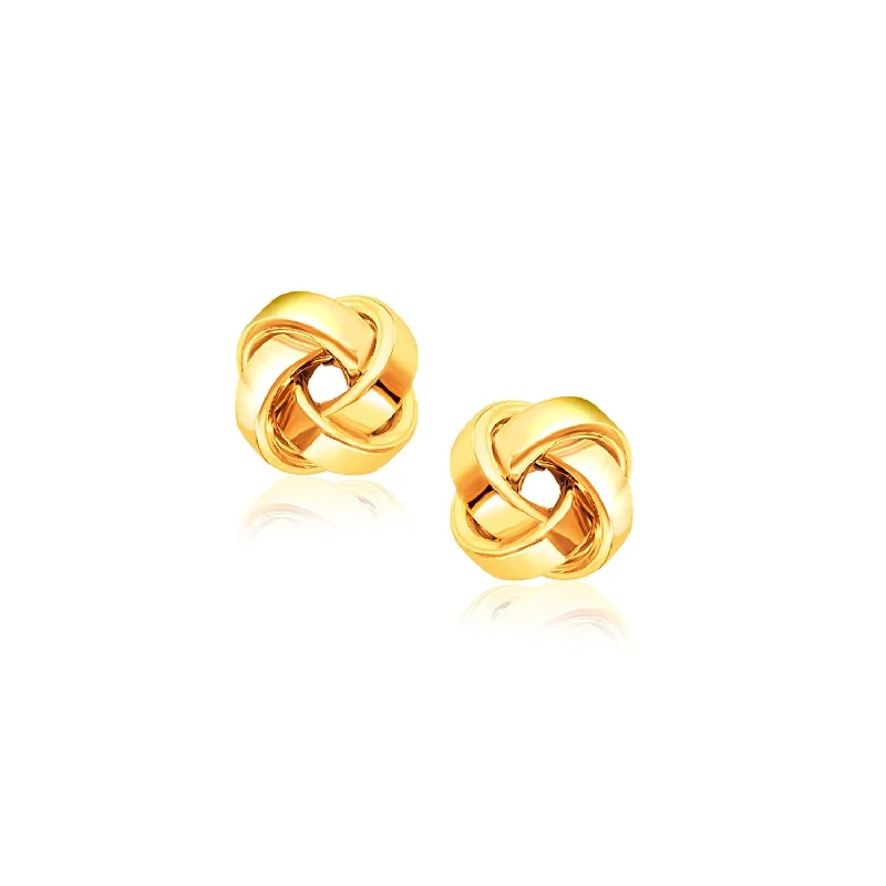 Lead Free Stud Earrings for Health -LOVCIA Luxury Classic Love Knot 14k Yellow Gold Stud Earrings