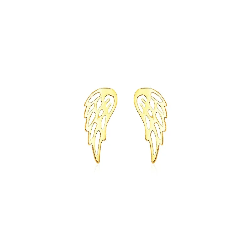 Gothic Stud Earrings with Dark Tone -LOVCIA Luxury Charming 14k Yellow Gold Winged Stud Earrings