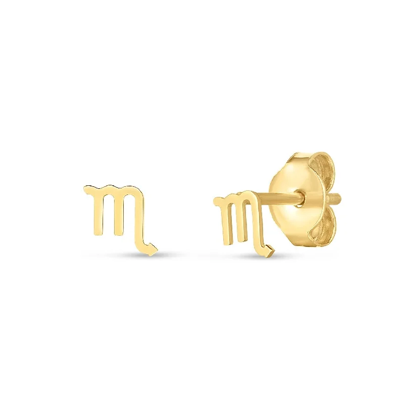 Minimalist Stud Earrings with Simplicity -LOVCIA Luxury Astrological Scorpio 14k Yellow Gold Stud Earrings