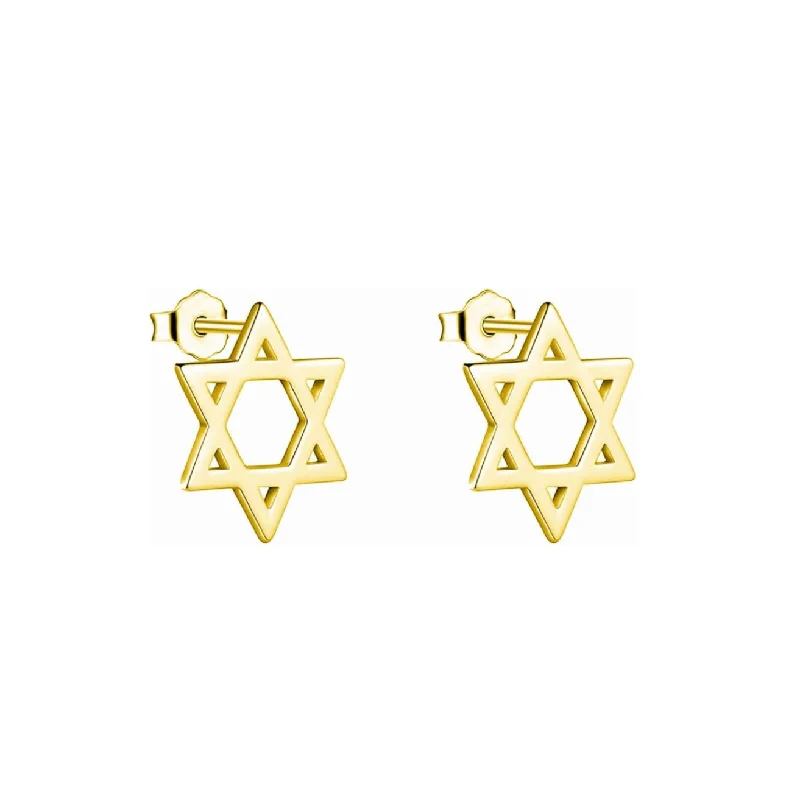 Large Stud Earrings for Statement -Gold or Silver Magen David - Star of David Design Stud Earrings