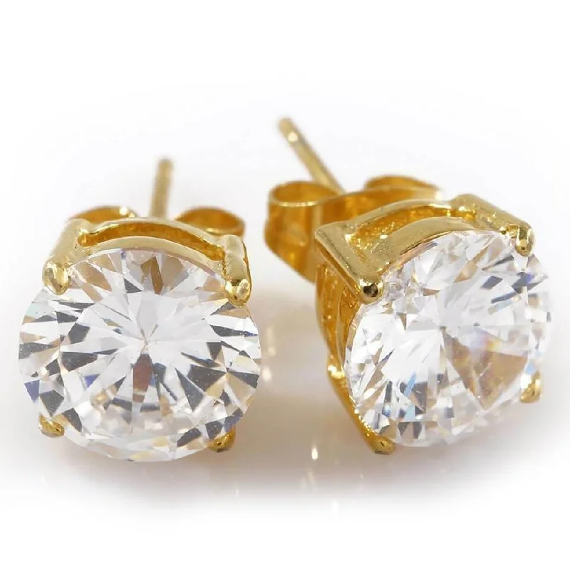 Gemstone Stud Earrings for Color -18K Yellow Gold Plated Stud Earrings