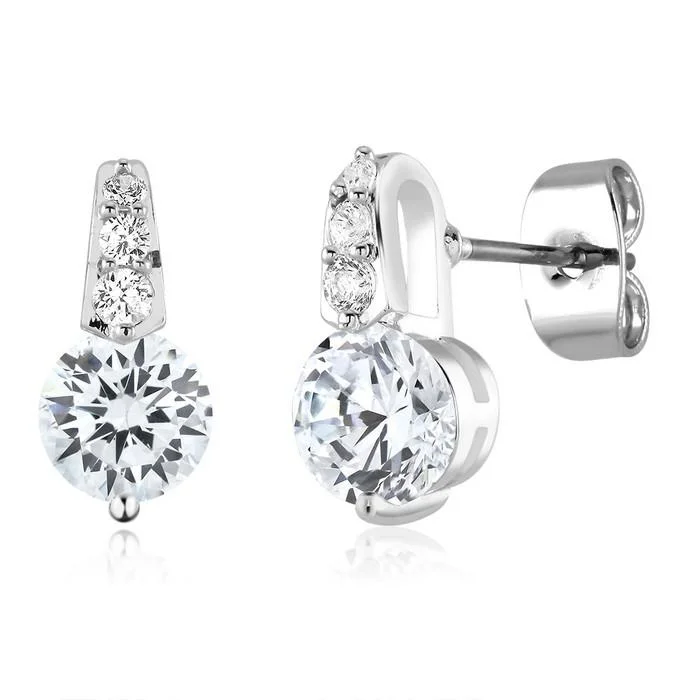 Retro Stud Earrings for Nostalgia -5CTTW Sparkling Cubic Zirconia Dramatic Stud Earrings