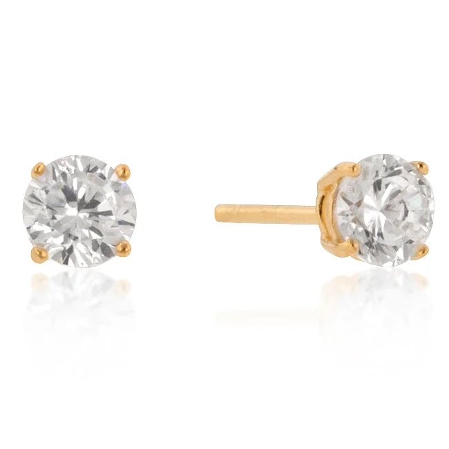 Stud Earrings with Vine Designs -LOVCIA 18k Gold Plated Sterling Silver Round Cut Cubic Zirconia Stud Earrings