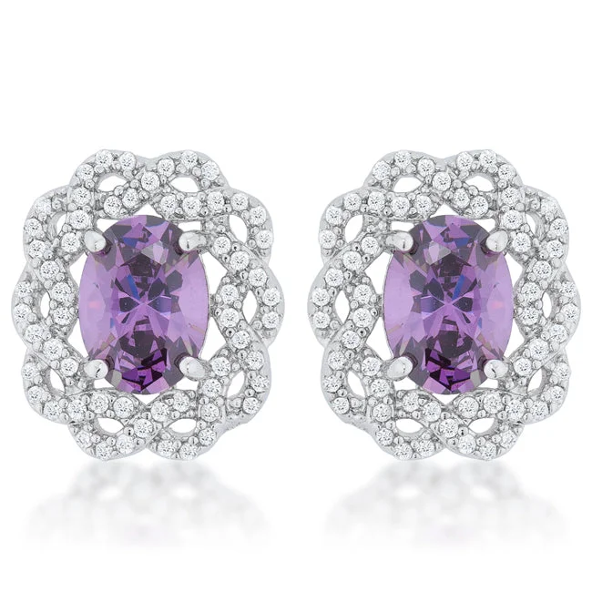 Heavy Duty Stud Earrings for Durability -LOVCIA Elegant Amethyst Oval Cut Stud Earrings