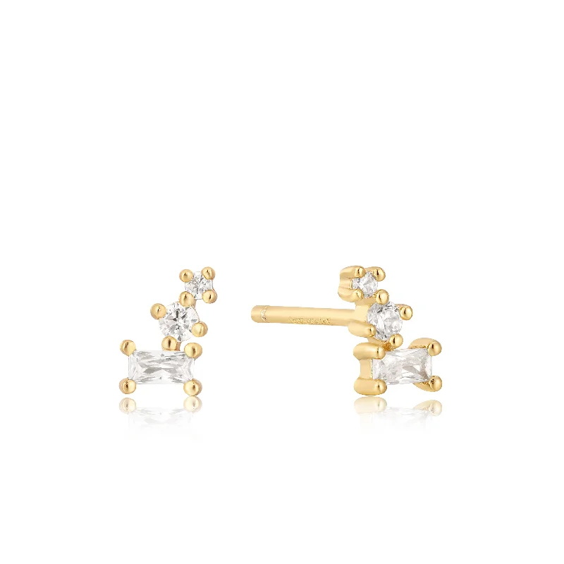 Stud Earrings for Shopping Trip -Glam Mini Climber Gold Stud Earrings