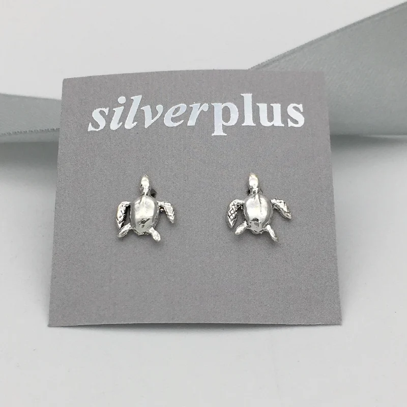 Animal Print Stud Earrings for Fun -Sterling Silver Baby Turtle Stud Earrings