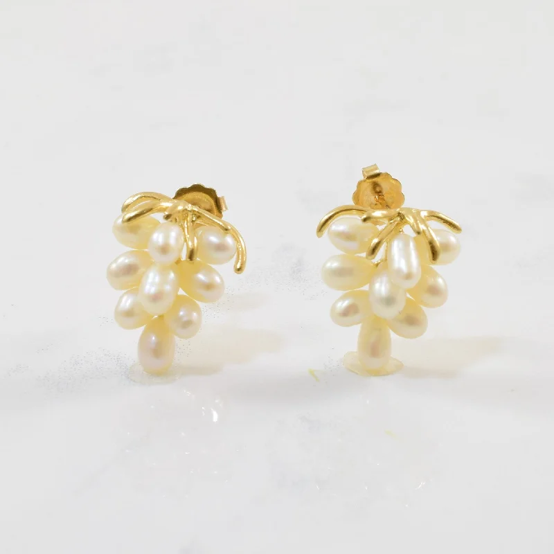 Stud Earrings for Travel Look -Grape Bunch Pearl Stud Earrings | 14.00ctw |