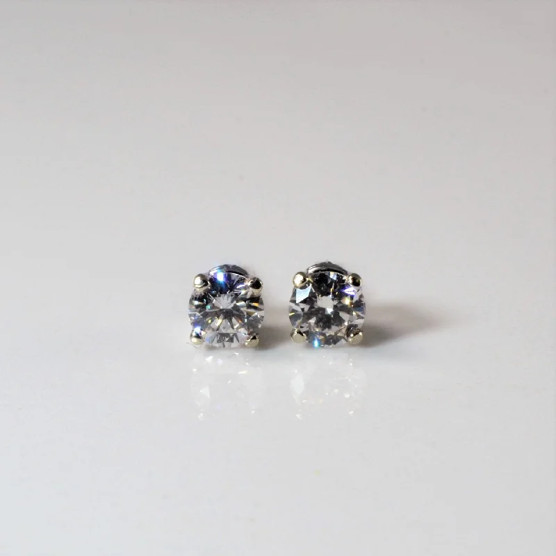 Waterproof Stud Earrings for Outdoor -'100 Ways' Classic Solitaire Diamond Stud Earrings | White Gold | Est. 0.50ctw |