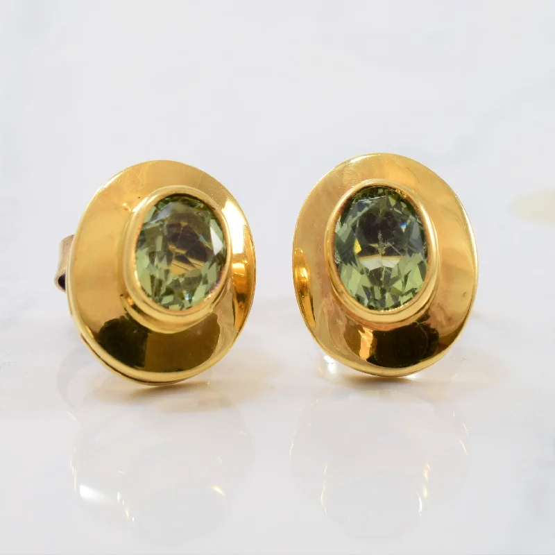 Adjustable Stud Earrings for Custom Fit -Bezel Set Apatite Stud Earrings | 2.50ctw |