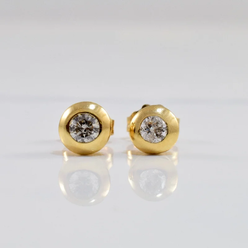 Stud Earrings with Abstract Designs -Bezel Set Diamond Stud Earrings | 0.20 ctw |