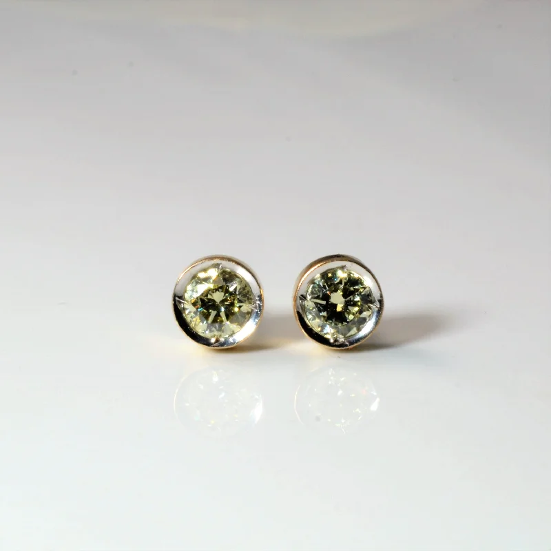 Leverback Stud Earrings for Comfort -Bezel Set Diamond Stud Earrings | 1.50ctw |