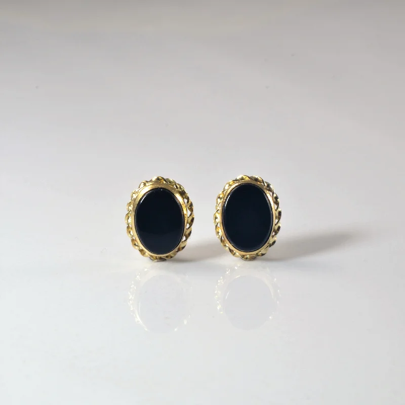 Stud Earrings with Symbolic Elements -Bezel Set Onyx Stud Earrings |