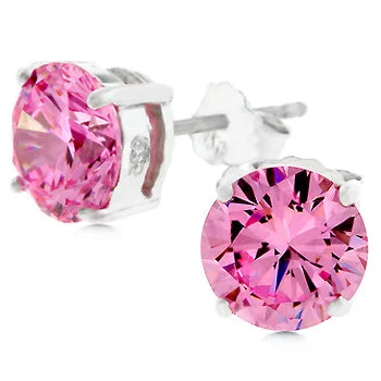 Clip On Stud Earrings for Non Pierced -LOVCIA Pink Blossom Zirconia Stud Earrings