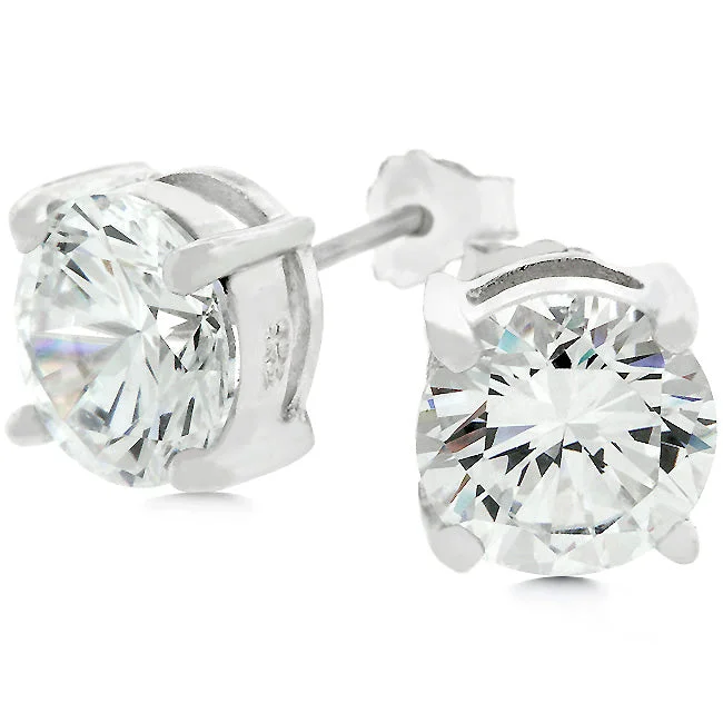 Stud Earrings for Everyday Glamour -LOVCIA Classic Rhodium-Plated Round Stud Earrings