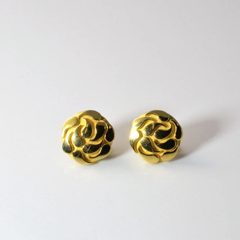 Gothic Stud Earrings with Dark Tone -'Cavelti' Gold Button Stud Earrings |