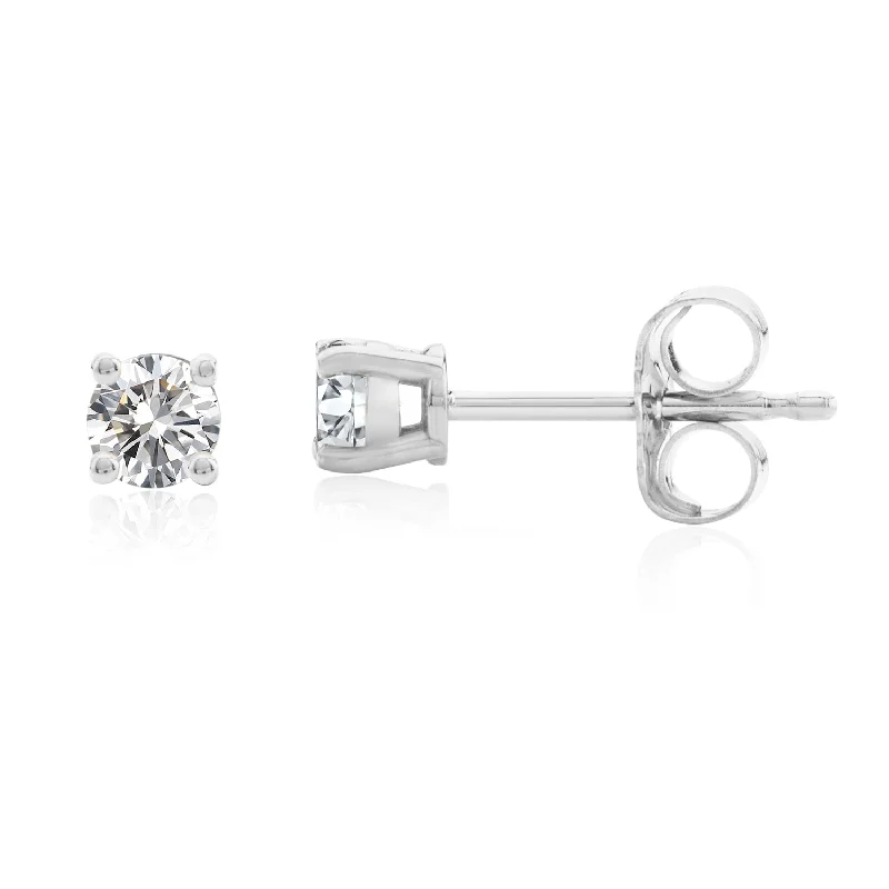 Stud Earrings for Birthday Celebration -Certified 14k White Gold Lab Grown Diamond Solitaire Stud Earrings (1/4 ct.tw)