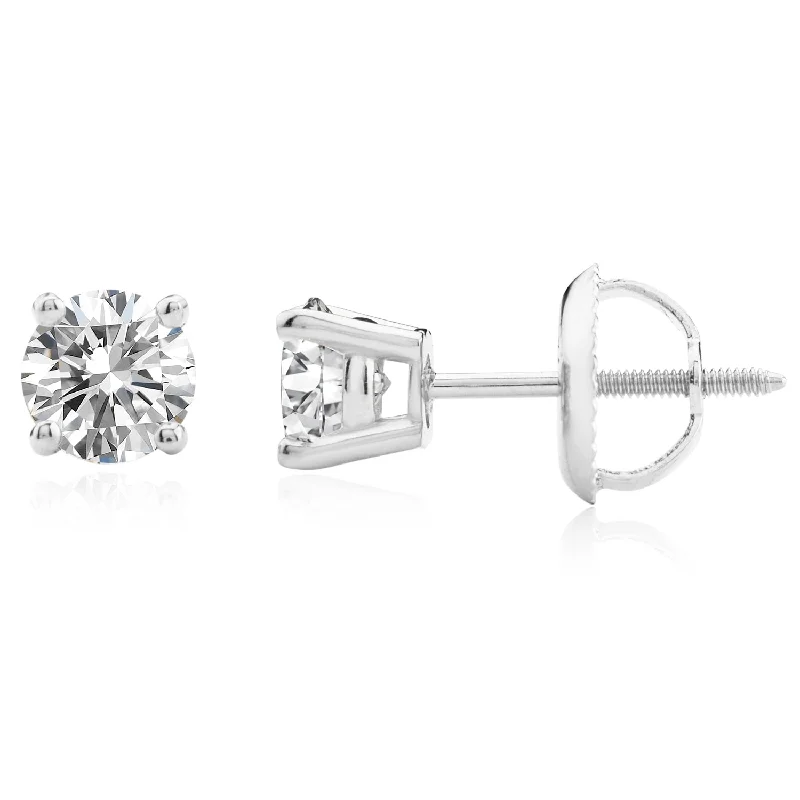 Stud Earrings for Beach Outfit -Certified 14k White Gold Lab Grown Diamond Solitaire Stud Earrings (3/4 ct.tw)