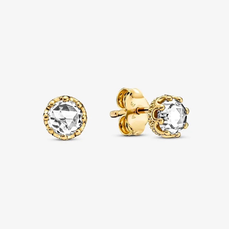 Lightweight Stud Earrings for All Day -Clear Sparkling Crown Stud Earrings