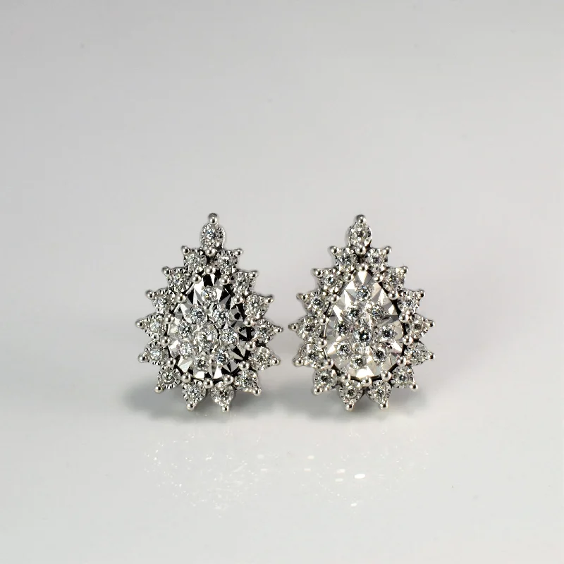 Celtic Stud Earrings with Knotwork -Cluster Diamond Pear Shape Stud Earrings | 0.42 ctw |